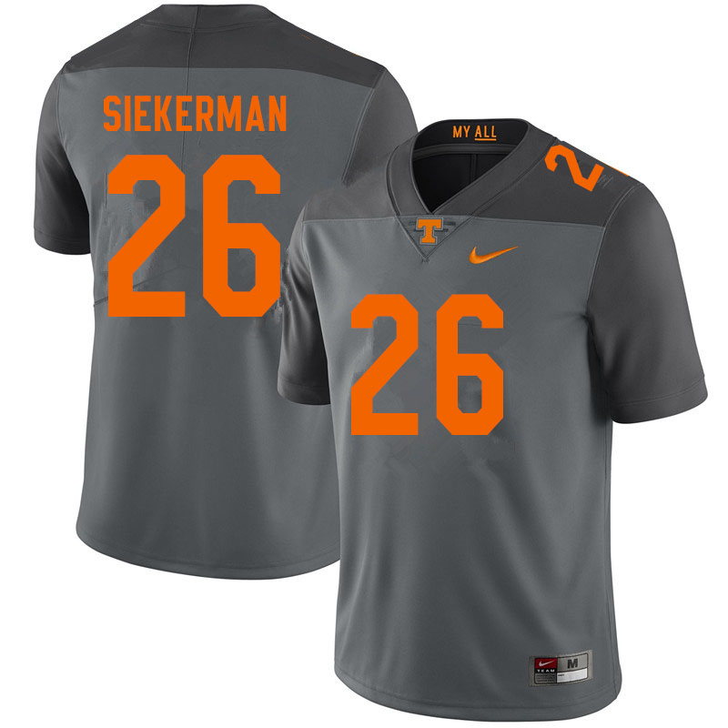 Men #26 JT Siekerman Tennessee Volunteers College Football Jerseys Sale-Gray